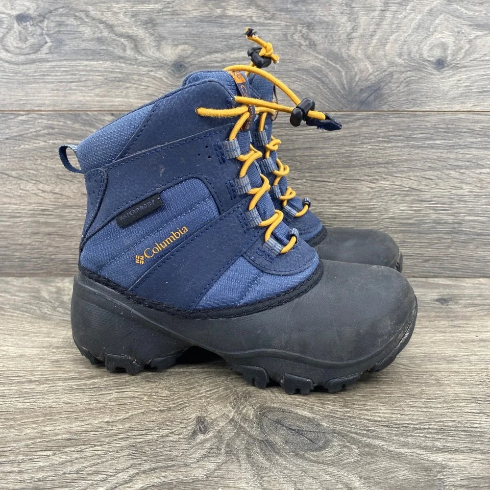 Columbia Snow Boots Kids Size 13 Navy Blue Waterproof Bungee Lace BC1322-478